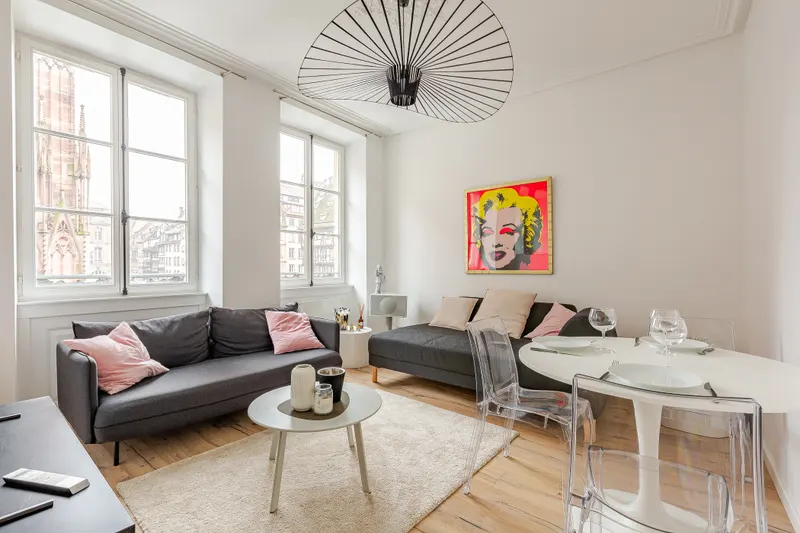 Salon lumineux d'un appartement à Strasbourg